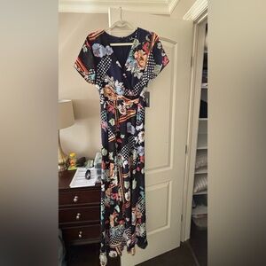 Lulu's Navy Blue Floral Maxi Dress